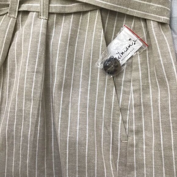 2/40$ Reitmans Beige Striped Linen Cotton Resort Bermuda Shorts NWT plus size 18 - Picture 8 of 11